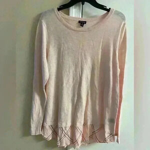 Torrid baby pink layered look button back crewneck pullover sweater. Large